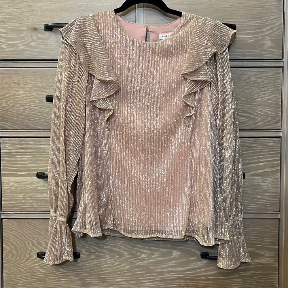 Shimmer Blush Long Sleeve Blouse
